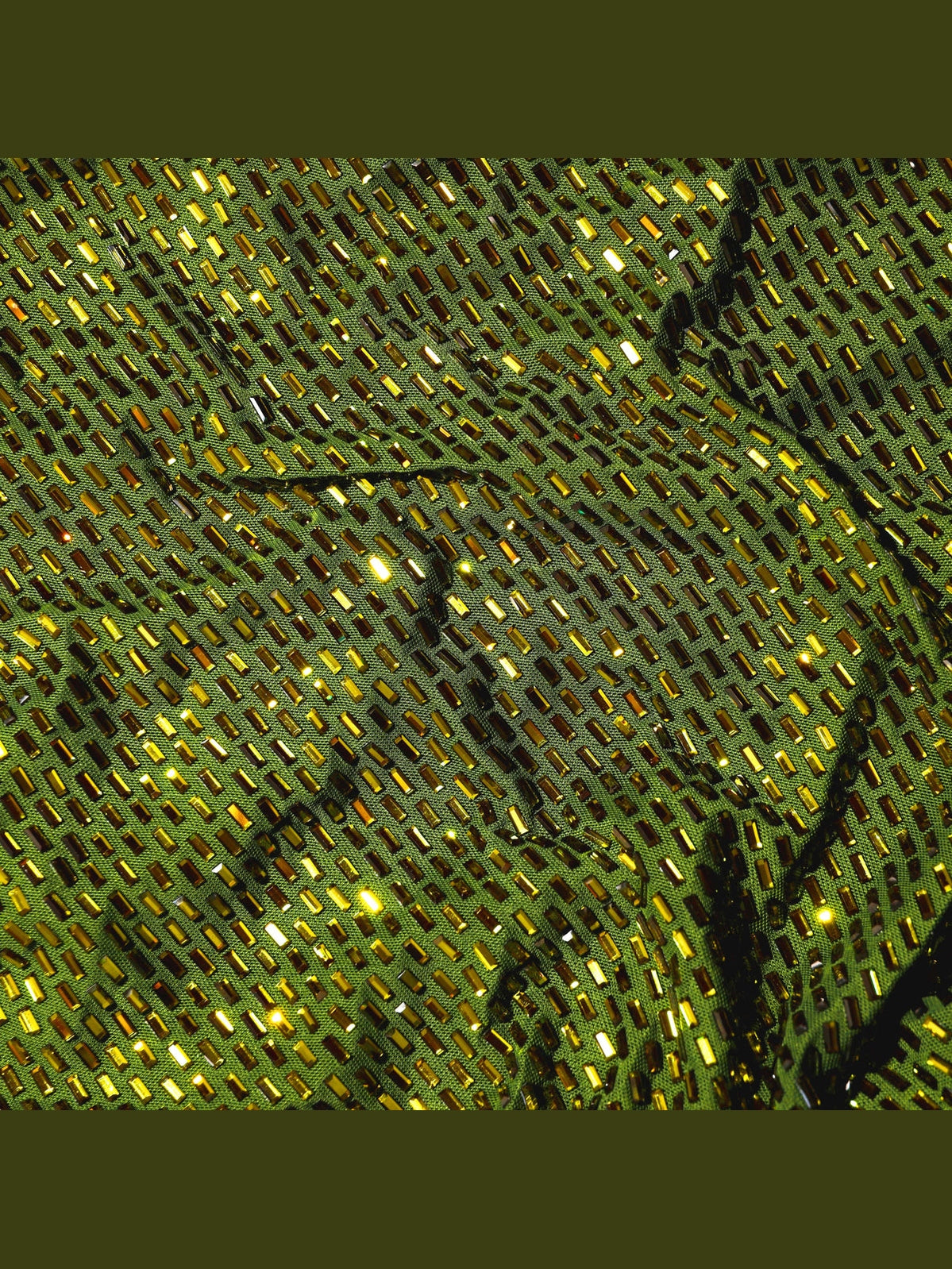 Olive rhinestone mesh midi dress