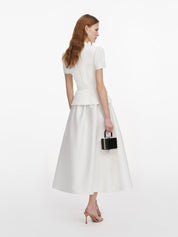 White tailored taffeta midi dress