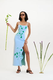 Iris flower print maxi tank dress
