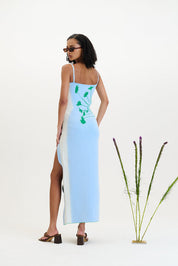 Iris flower print maxi tank dress