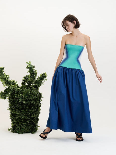 Almond mixed media tube dress