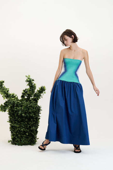 Almond mixed media tube dress