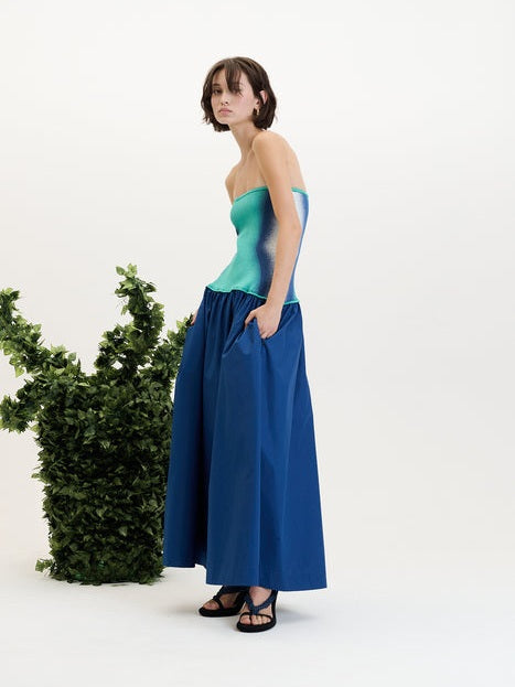 Almond mixed media tube dress