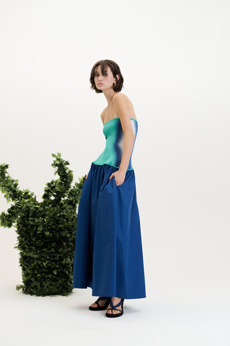 Almond mixed media tube dress