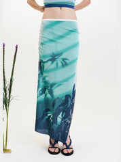 Lina window print midi skirt