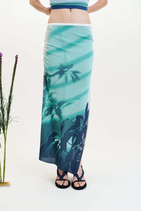 Lina window print midi skirt