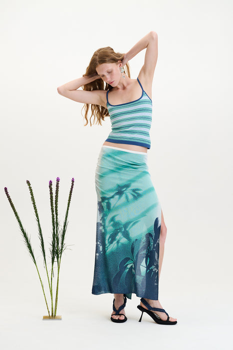 Lina window print midi skirt