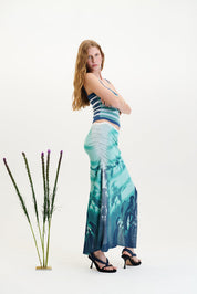 Lina window print midi skirt
