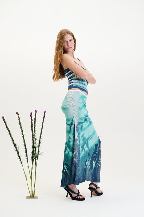 Lina window print midi skirt
