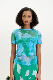 Nori flower print mesh t