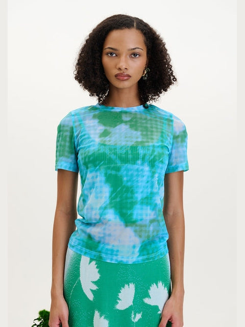 Nori flower print mesh t