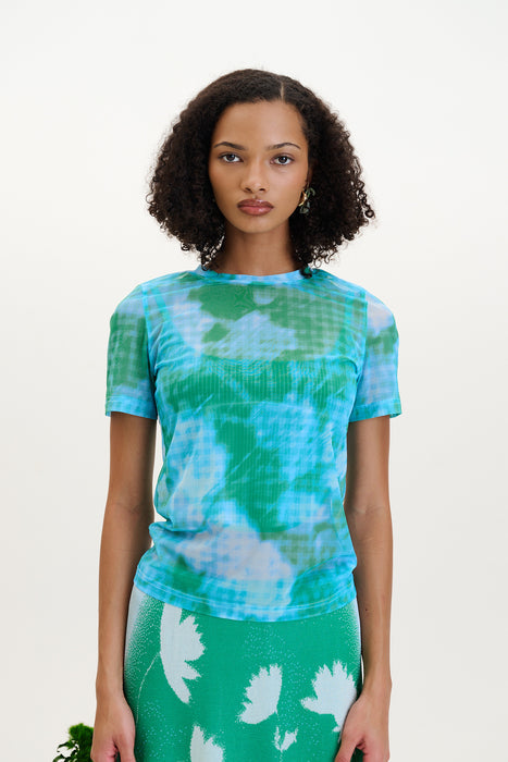 Nori flower print mesh t