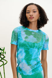 Nori flower print mesh t