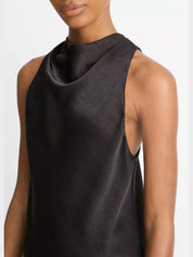 Satin cowl-neck bias top