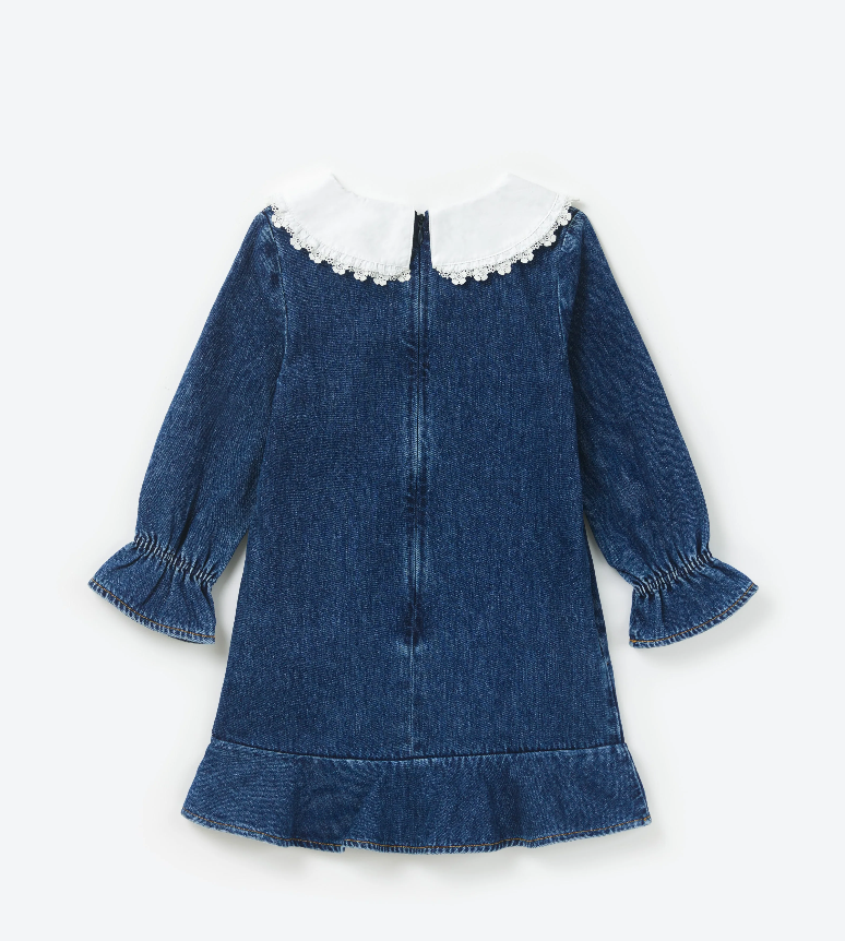 DENIM LACE COLLAR DRESS