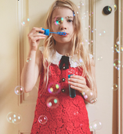 RED LACE COLLAR DRESS