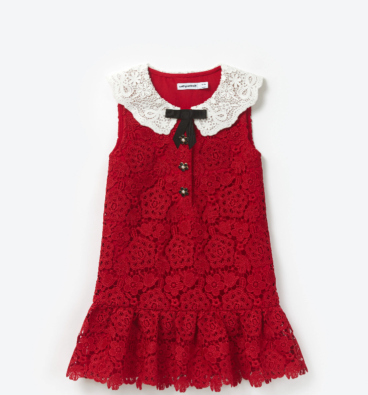 RED LACE COLLAR DRESS