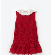 RED LACE COLLAR DRESS