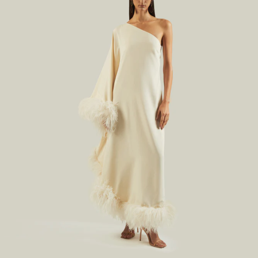 Feathered Ubud Dress In Ivory