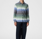 Gradient zig zag cotton knit shirt with breast pocket