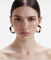 BLACK AND GOLD PEARL HOOP EARRINGS