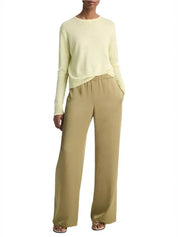 Mid rise side strap wide leg pant