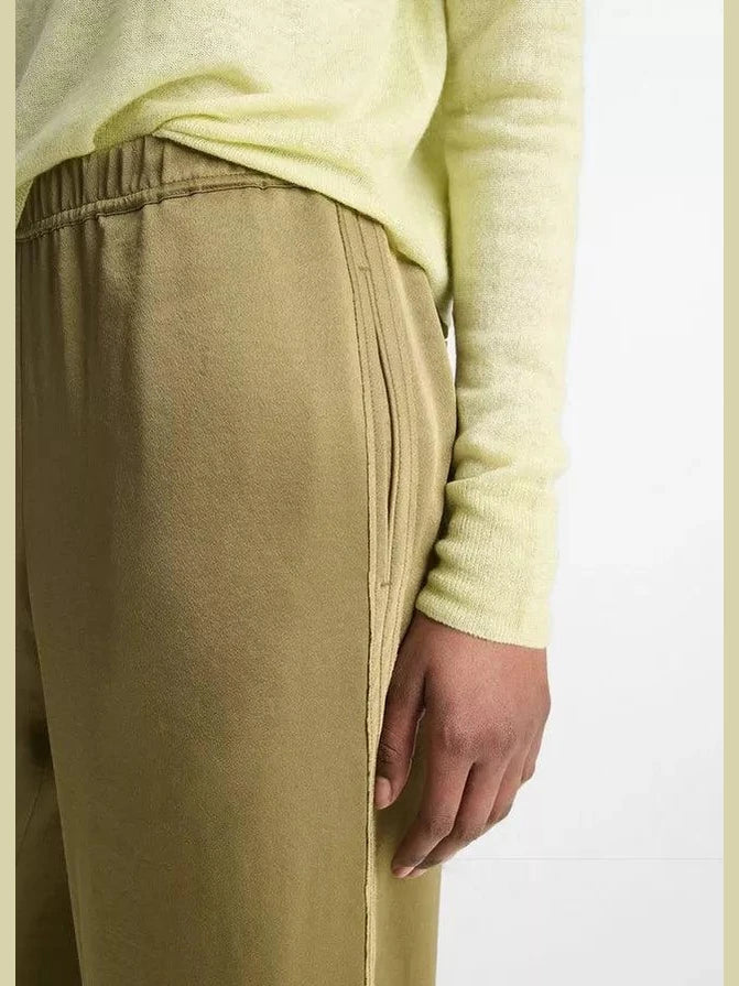 Mid rise side strap wide leg pant