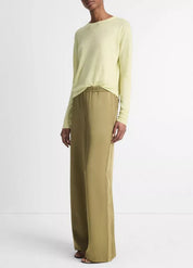 MID RISE SIDE STRAP WIDE LEG PANT