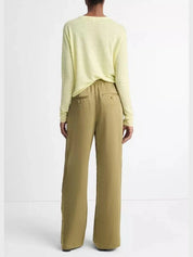 Mid rise side strap wide leg pant