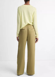 MID RISE SIDE STRAP WIDE LEG PANT