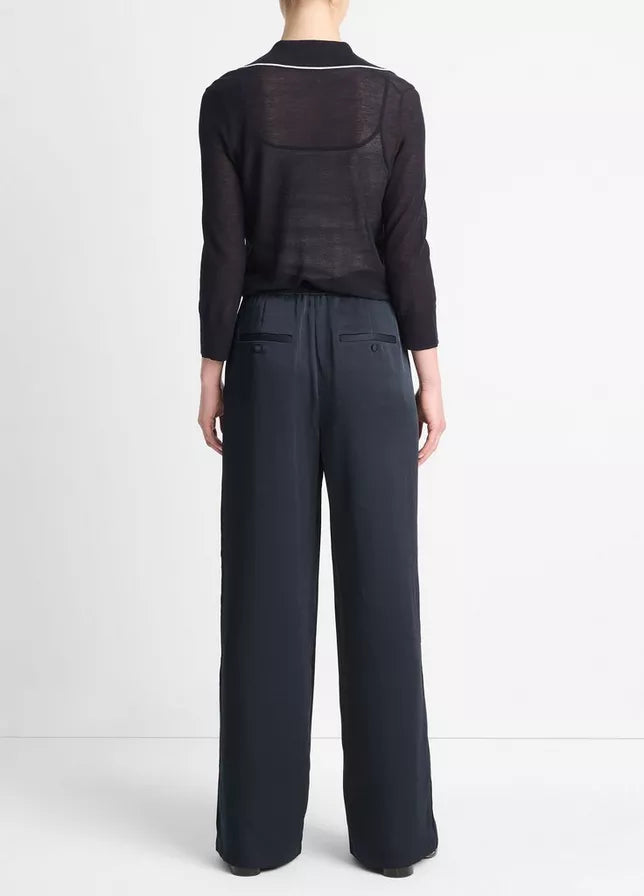 MID RISE SIDE STRAP WIDE LEG PANT