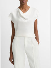 Silk cowl-neck blouse