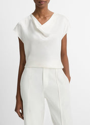 Silk Cowl-Neck Blouse
