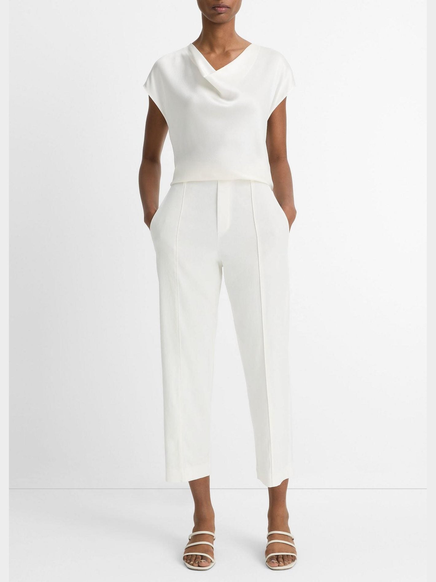 Silk cowl-neck blouse