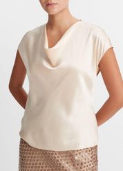 Silk Cowl-Neck Blouse