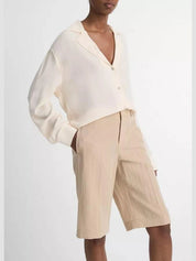 Lapel collar dolman slv blouse