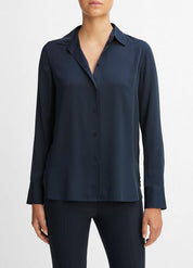 Slim Fitted Stretch-Silk Blouse