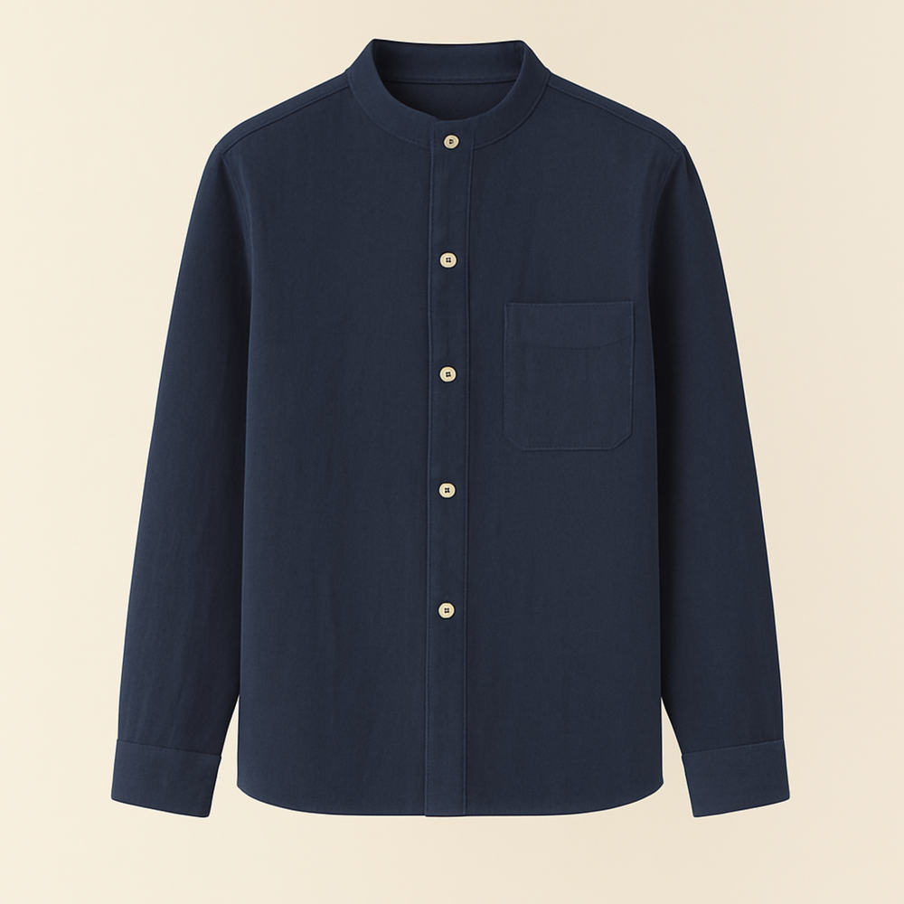 Stand collar long sleeve shirt