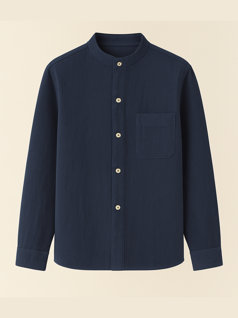 Stand collar long sleeve shirt