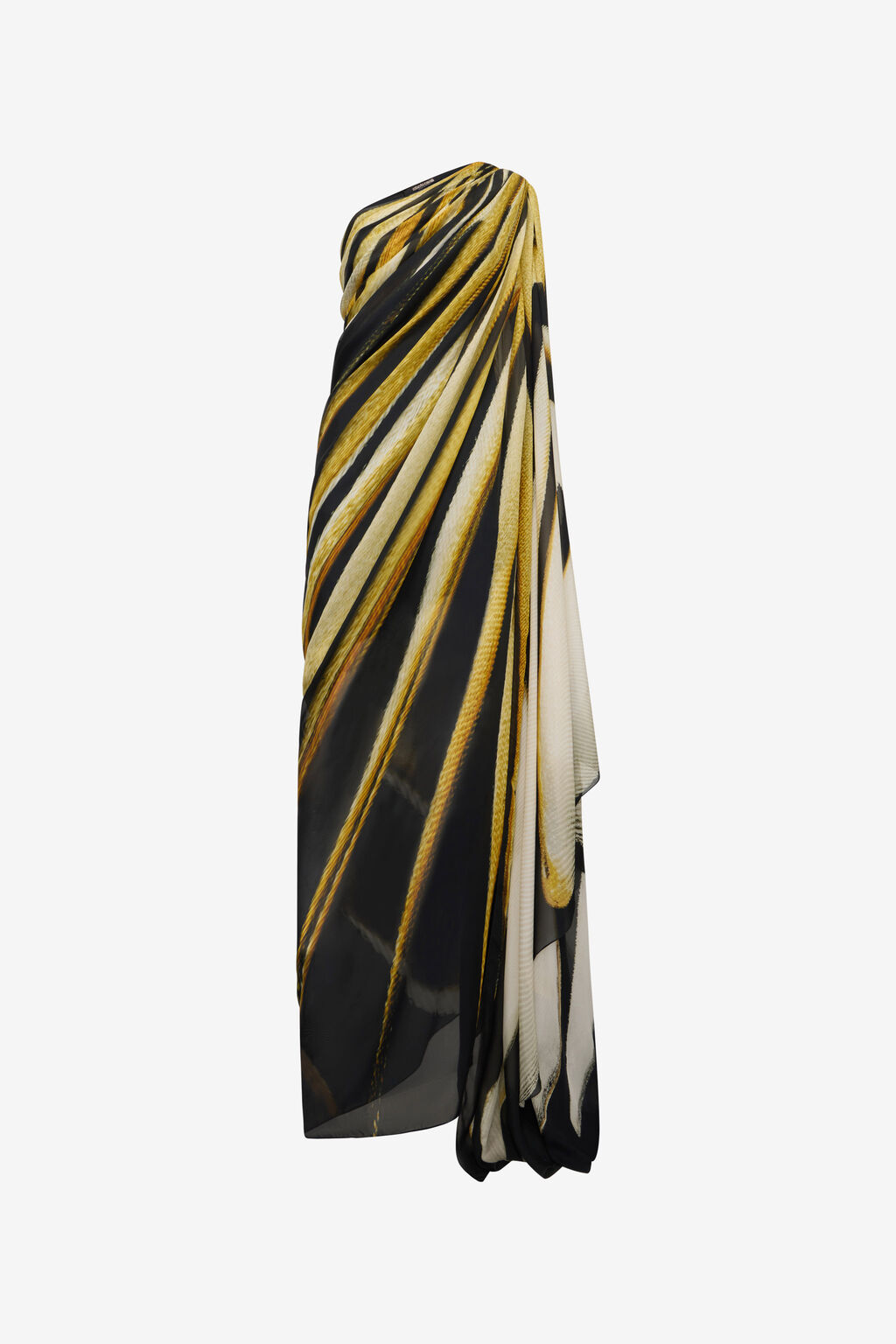 Ray Of Gold Print One-shoulder Caftan