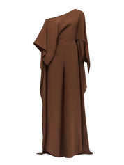 Cape-Effect Cold Shoulder Palazzo Jumpsuit