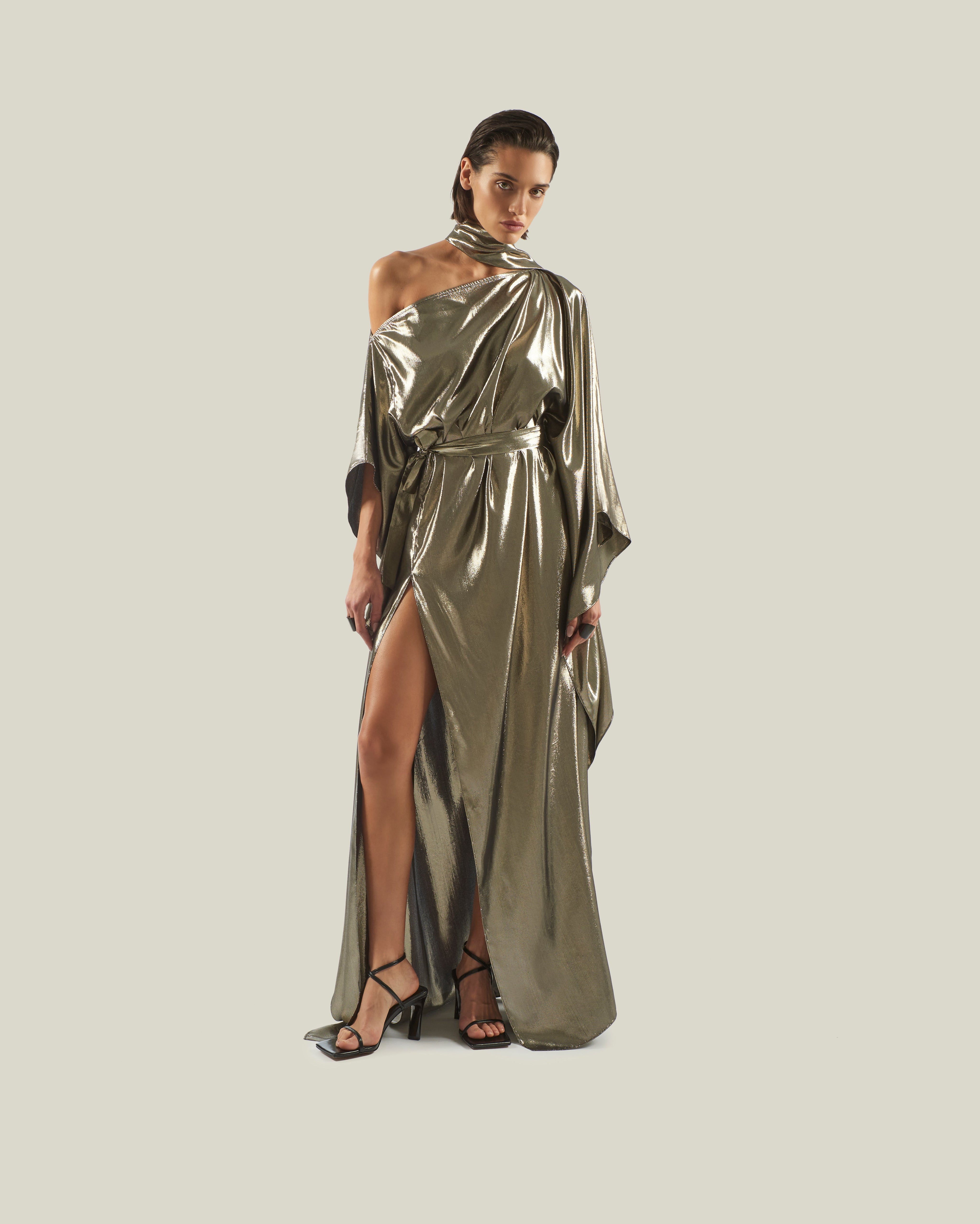 TAYLOR SEVENTIES KAFTAN DRESS GOLD