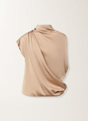 ENVER SATIN DRAPED TOP