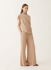 ENVER SATIN DRAPED TOP