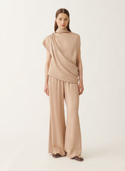 ENVER SATIN DRAPED TOP