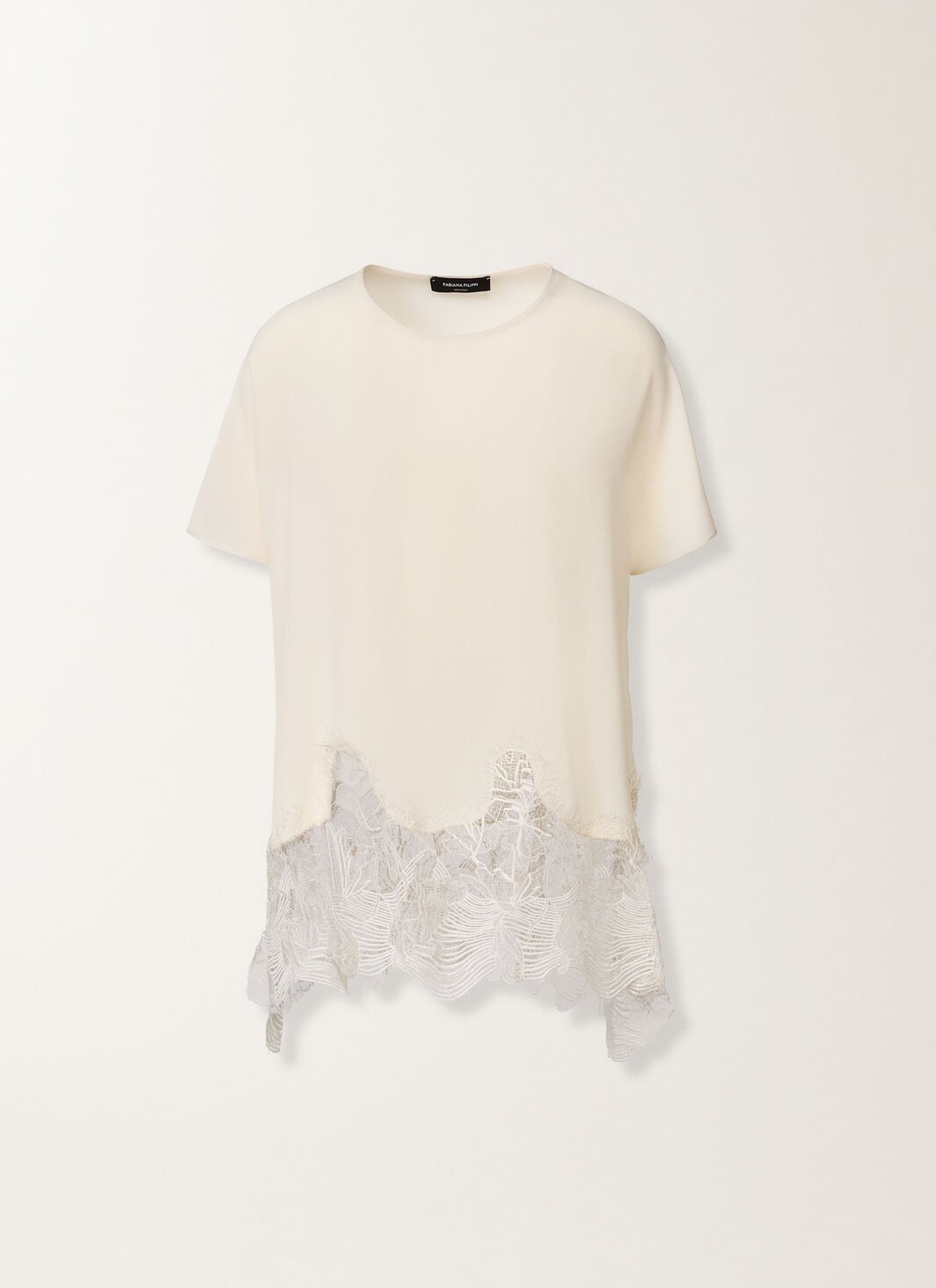 Crepe de chine short sleeve top