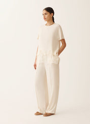 Crepe de chine short sleeve top