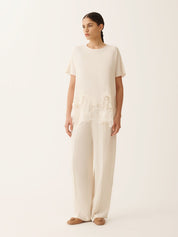 Crepe de chine short sleeve top