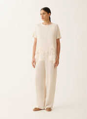 Crepe de chine short sleeve top