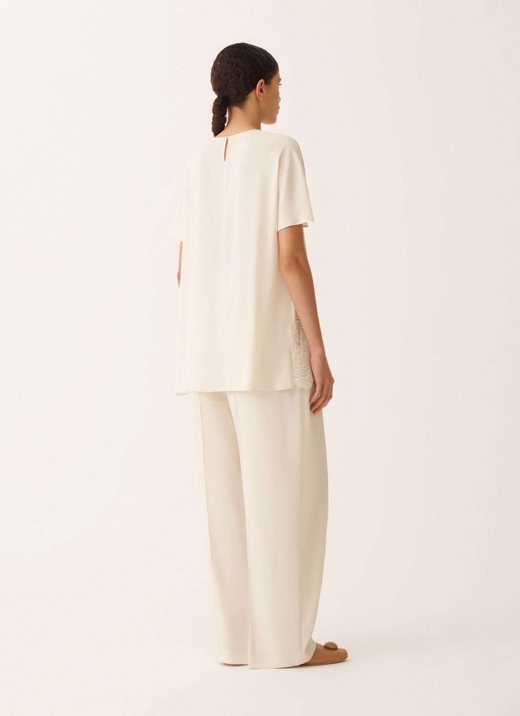 Crepe de chine short sleeve top